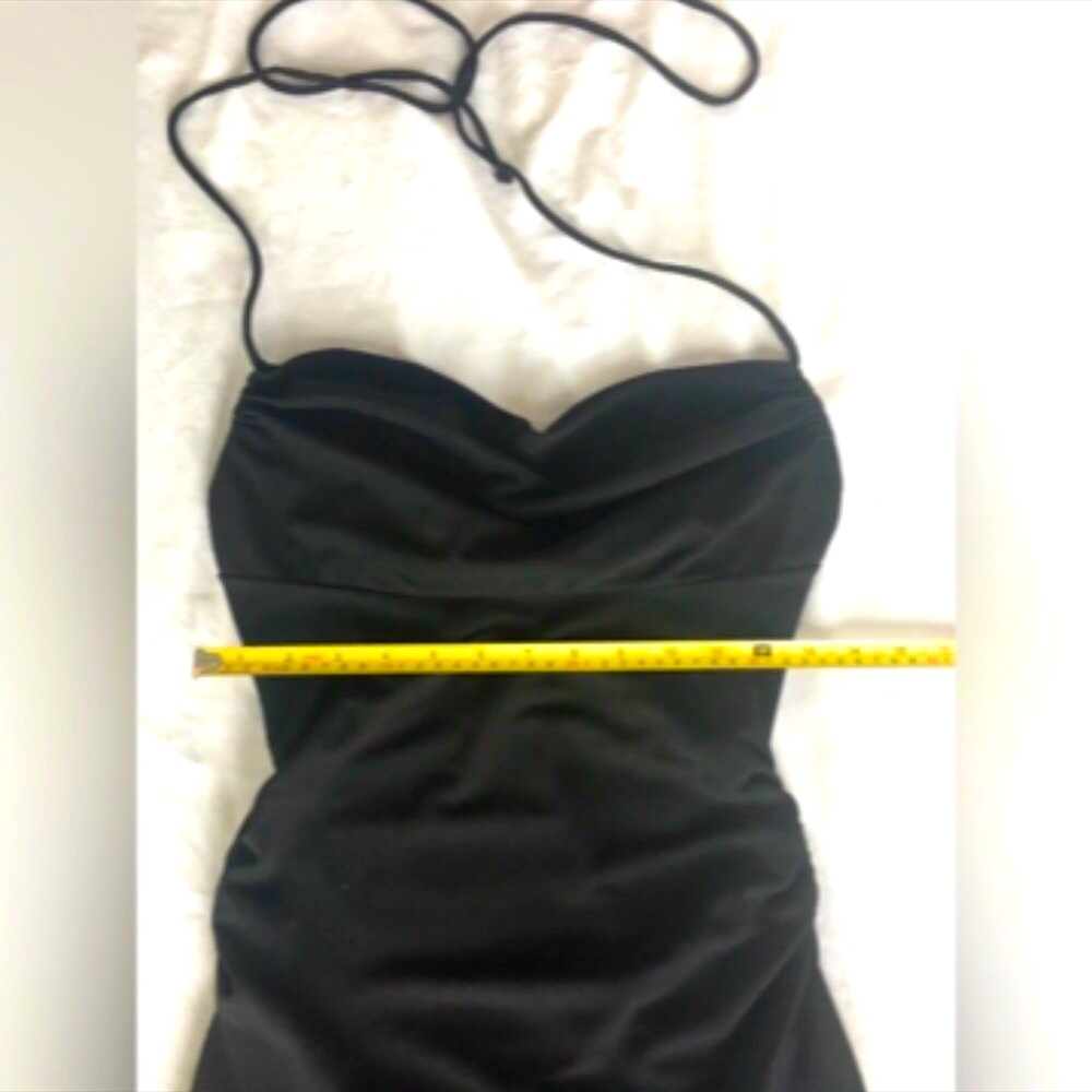 Vintage 2001 Nicole Miller sexy draped tie neck, backless, high slit long dress